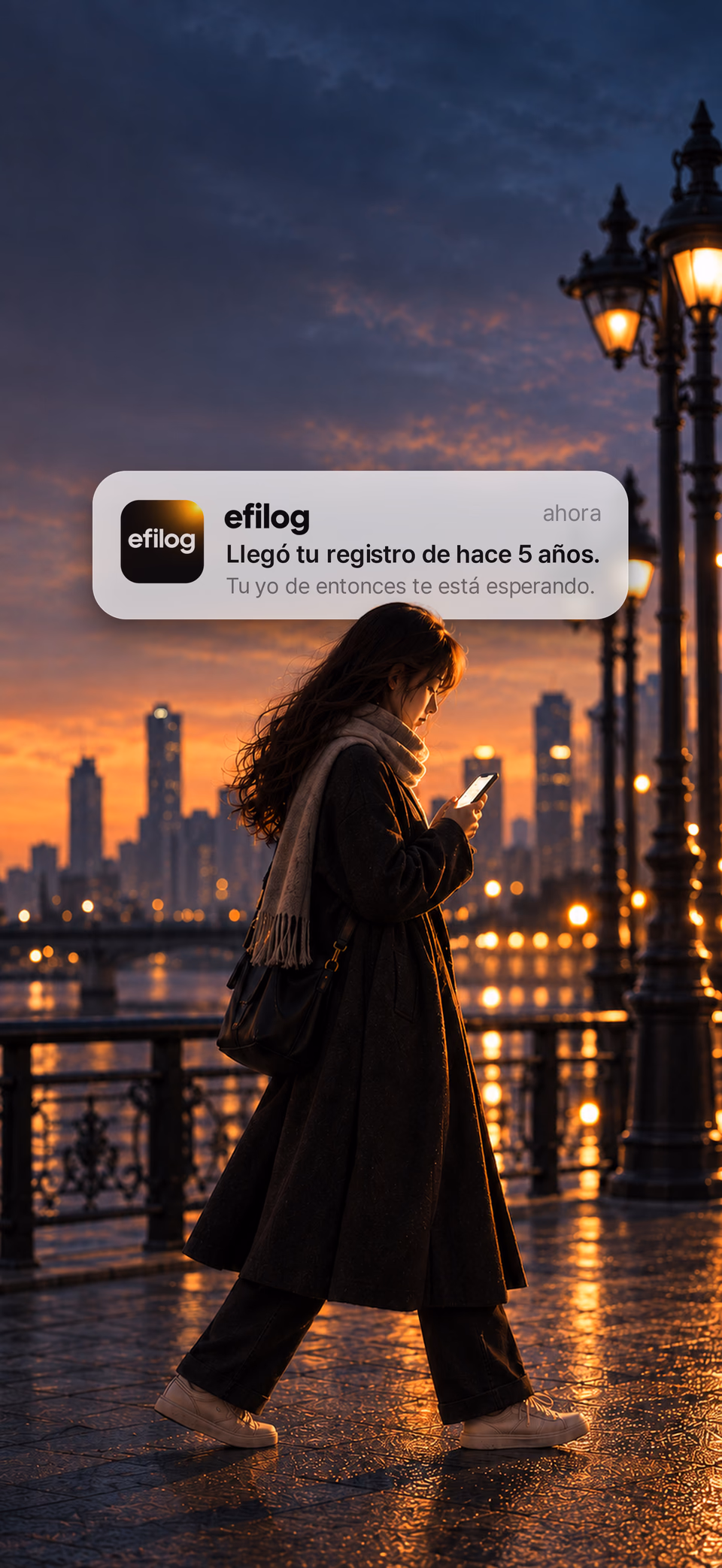 Pantalla real de efilog con una notificación de llegada de un registro