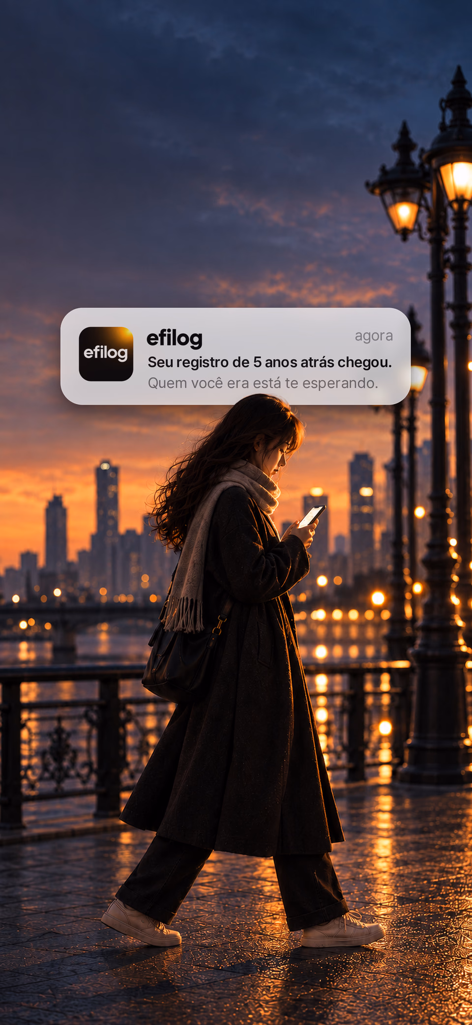 Tela real do efilog com uma notificação de chegada de um registro